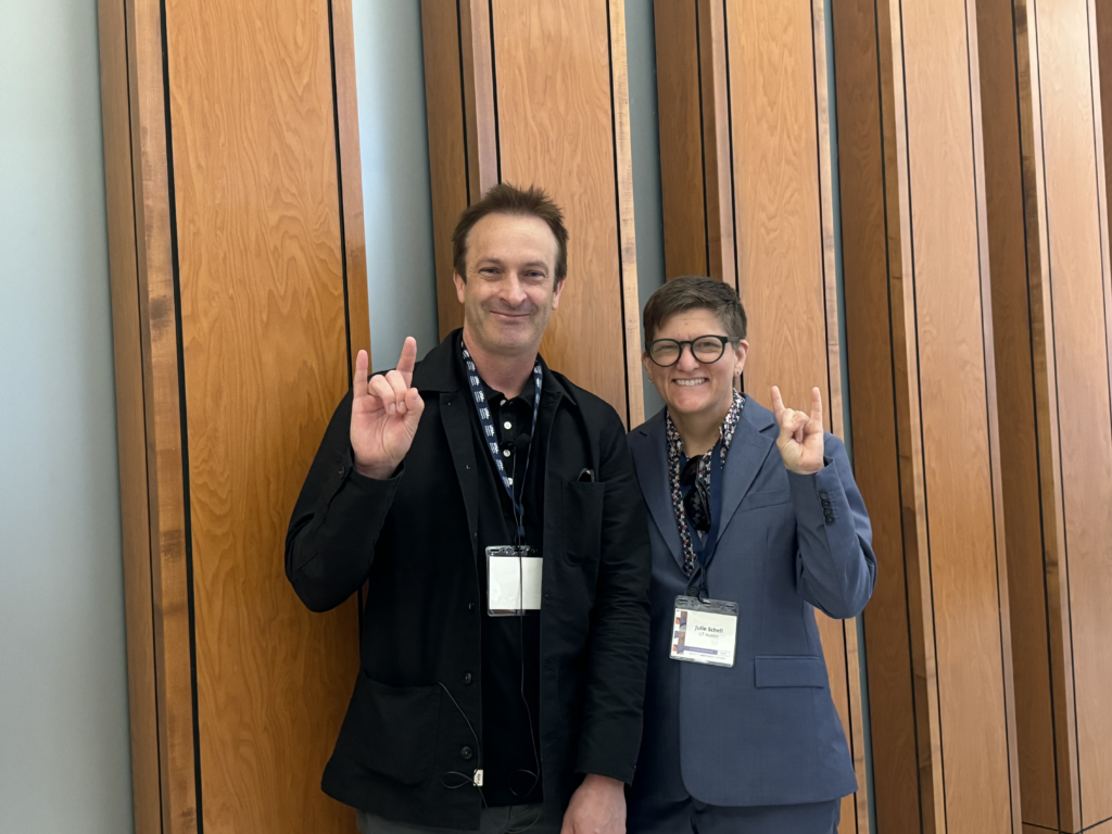 Kory Bieg, associate professor and associate dean of Academic Affairs in the School of Architecture, and Julie Schell, EdD, assistant vice provost and director of the Office of Academic Technology